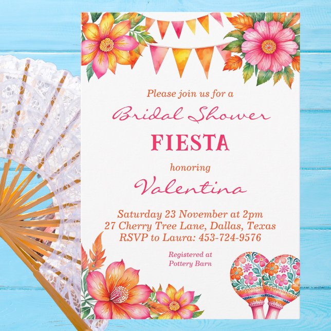 Invitación Colorida Floral Rosa Mexicana Fiesta Bridal Ducha (Subido por el creador)