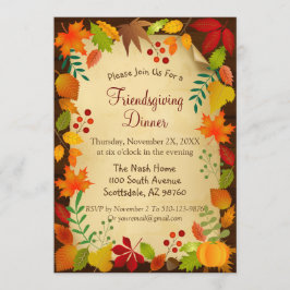 Invitación Colorida Foliage De Otoño Para El Día De Acción De