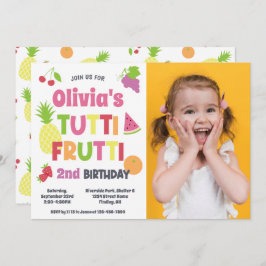 Invitación Colorida Frutti Tutti Foto Fiesta de cumpleaños a
