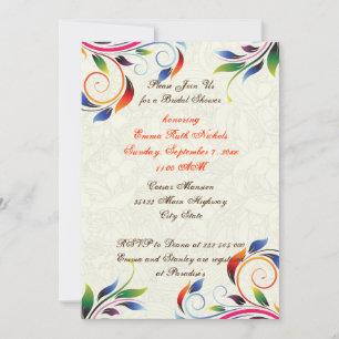 Invitación Colorida hoja de pergamino crudo boda ducha de nov