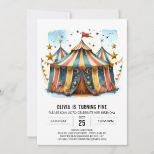 Invitación Colorida Impresa de Alegría Circo Cumpleaños