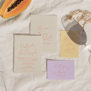 Invitación Colorida Mano Pastel Escrita Boda Temprano