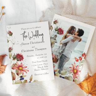 Invitación Colorida margarita de flores silvestres acuarela F