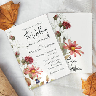 Invitación Colorida margarita flor silvestre acuarela floral