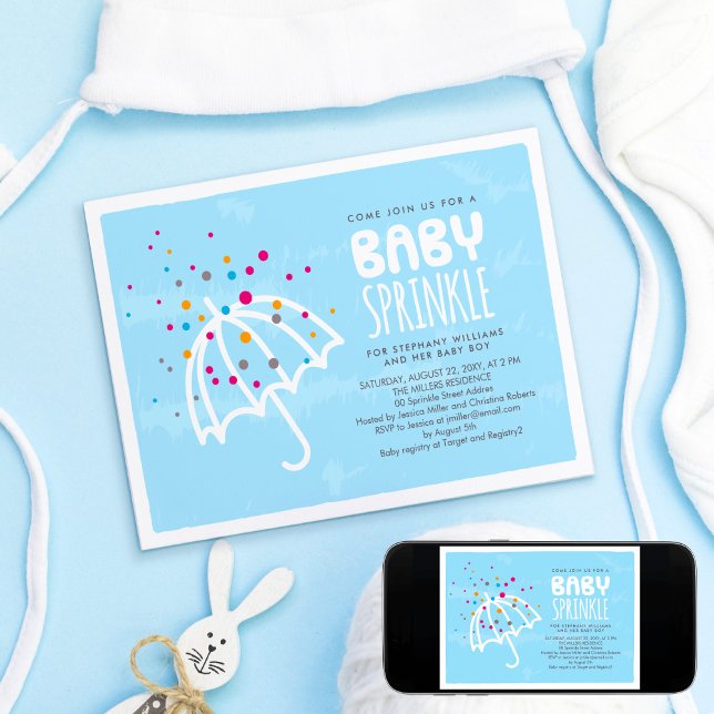 Invitación colorida moderna a la rociada del bebé (Subido por el creador)