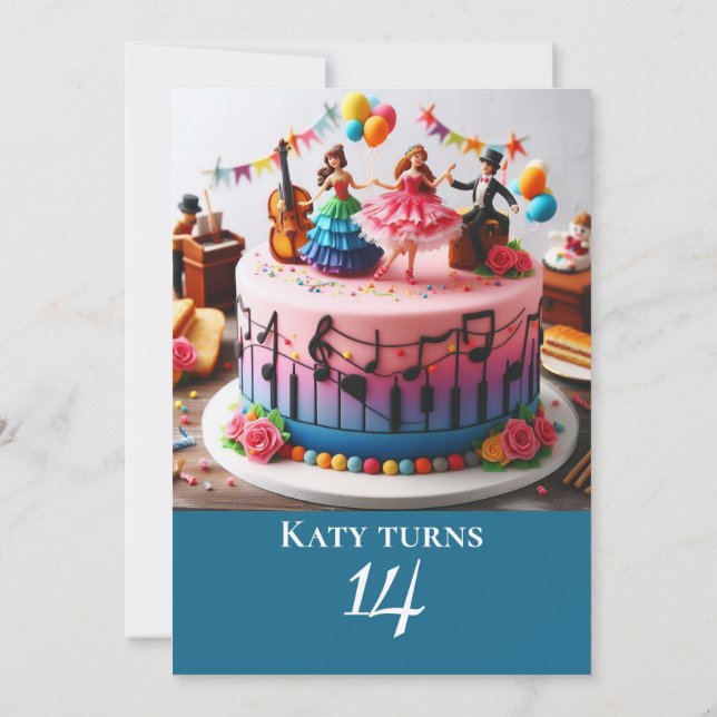 INVITACIÓN COLORIDA MÚSICA TEMÁTICA DEL CUMPLEAÑOS FIESTA (Reverso)