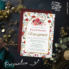 Invitación Colorida negrita floral Blooms Engagement Party