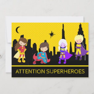 Invitación *~* Colorida negrita SUPERHEROS Niños Fiesta de cu