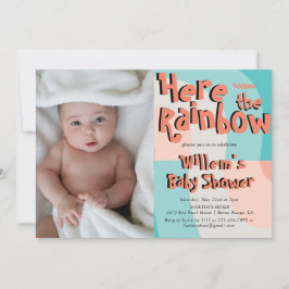 Invitación Colorida ola arcoiris Resumen foto Baby Shower