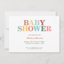 Invitación colorida para baby shower