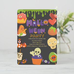 Invitación colorida para fiesta de Halloween