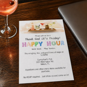 Invitación Colorida para Happy Hour