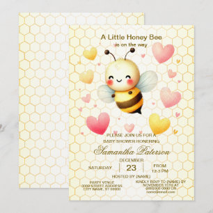 Invitación Colorida Pequeña Abeja Baby Shower Cute