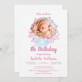 Invitación colorida primer cumpleaños del bebé niñ