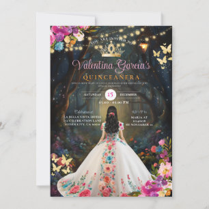 Invitación Colorida Quinceañera 15 Anos Fores Flowers Gold