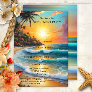 Invitación Colorida Retirada Tropical Beach Sunset