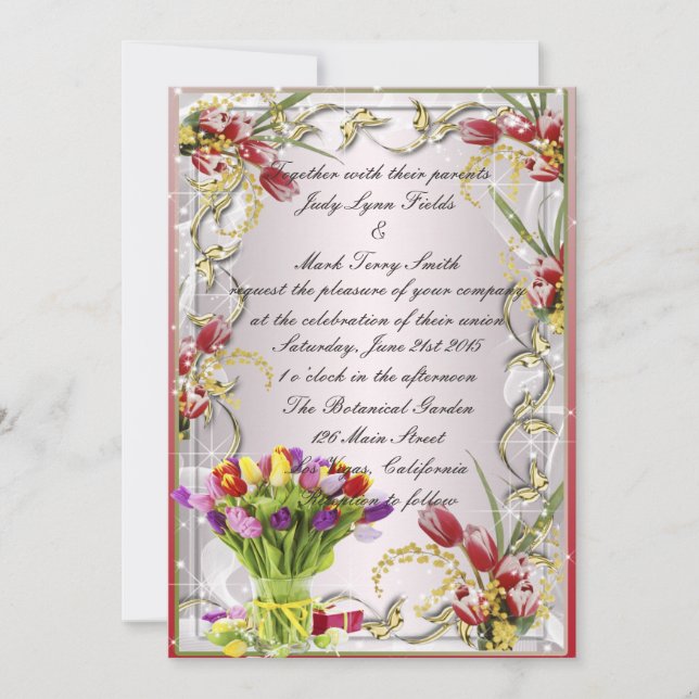 Invitación colorida Tulip Floral (Anverso)