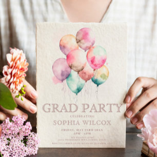 Invitación Coloridas Balones de color Foto Graduación