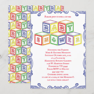 Invitación Coloridas Bloques Vintage Baby Shower