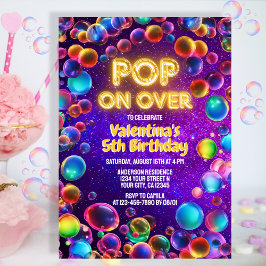 Invitación Coloridas Burbujas Neon Glow al aire libre Fiesta 