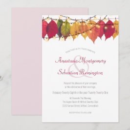 Invitación Coloridas cadenas de hojas de otoño iluminan Boda 