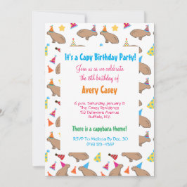 Invitación Coloridas Capybaras Cute niños Aniversario de la S