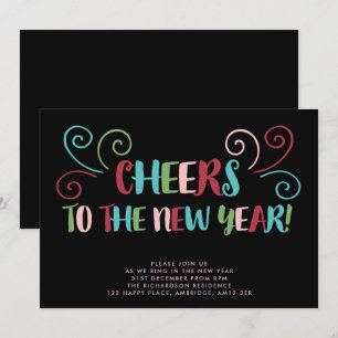 Invitación Coloridas celebraciones por la fiesta de Año Nuevo