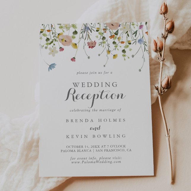 Invitación Coloridas Dainty Flores Silvestres Recepción de bo (Subido por el creador)