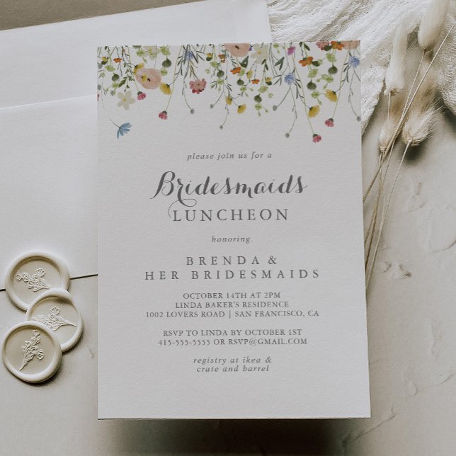 Invitación Coloridas Dainty Wild Bridesmaids Ducha Luncheon (Subido por el creador)