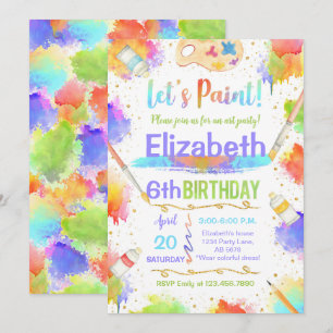 Invitación Coloridas fiestas de cumpleaños de Paint Art