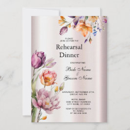Invitación Coloridas flores de primavera ensayo cena