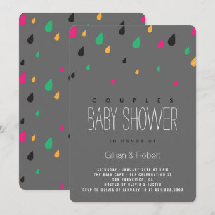 Invitación Coloridas gotas de lluvia divertidas Parejas Invit