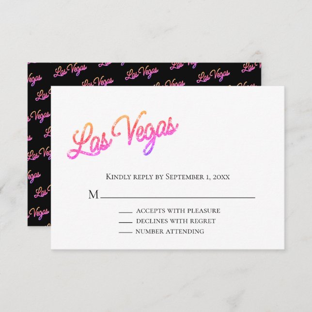 Invitación Coloridas Las Vegas Sparkles Wedding RSVP (Anverso / Reverso)