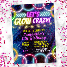 Invitación Coloridas luces de neón Vayamos a la Fiesta del Lo