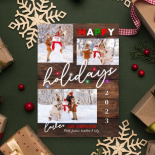 Invitación Coloridas luces esparcantes Happy Holidays Photoca