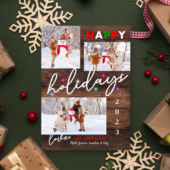 Invitación Coloridas luces esparcantes Happy Holidays Photoca (Subido por el creador)