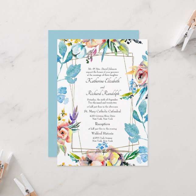 Invitación Coloridas novias formales florales invitadas Bodas (Anverso/Reverso In Situ)