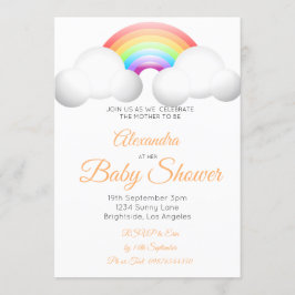 Invitación Coloridas nubes arcoiris de Baby Shower