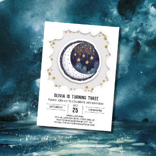 Invitación Coloridas y emocionantes estrellas cumpleaños digi