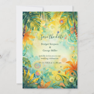 Invitación colorido abstracto Tropical Hawaii palmeras Boda