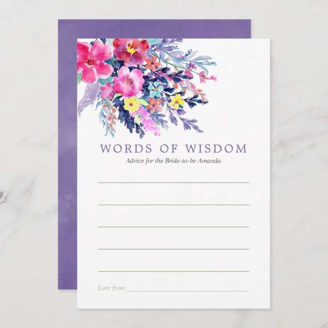 Invitación Colorido acuarela Floral Bridal Shower Advance (Anverso / Reverso)