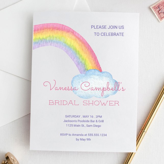 Invitación Colorido acuarela Rainbow Bridal Shower (Subido por el creador)