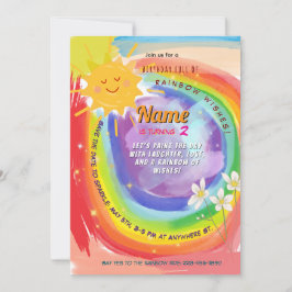 Invitación Colorido arcoiris Whimsical Fiesta Cumpleaños