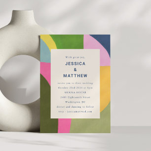 Invitación Colorido Audaz Moderno Abstracto Boda Única