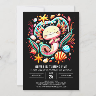 Invitación Colorido Axolotl Cumpleaños Moderno