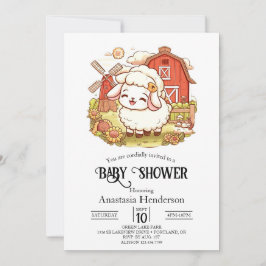 Invitación Colorido Baby Shower de oveja cuta