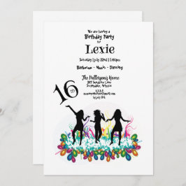 Invitación Colorido baile de adolescente de fiesta de cumplea