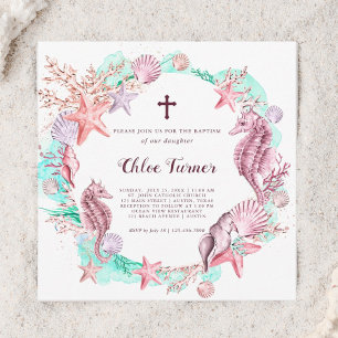 Invitación Colorido bajo el bautismo marino