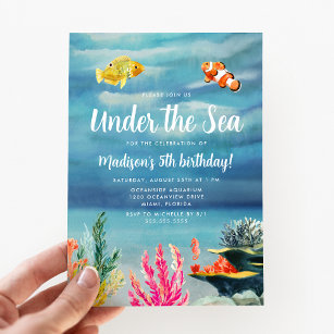 Invitación Colorido bajo el cumpleaños del mar