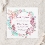 Invitación Colorido bajo el mar Dulce Dieciséis cumpleaños<br><div class="desc">Personalice esta invitación de cumpleaños bajo el mar que incluye caballitos de mar,  estrellas,  conchas y arrecifes de coral. Para una personalización más avanzada de este diseño,  haga clic en el BOTÓN HERRAMIENTA DE DISEÑO AZUL de arriba. También están disponibles los elementos coincidentes.</div>